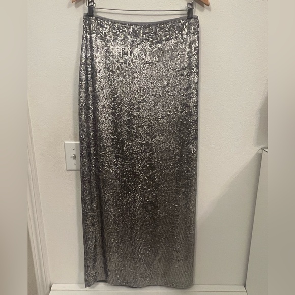 Talbots sequin silver maxi skirt